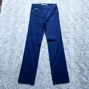 Pionier Chino Khakis Pants Mens 32x32 Blue Flat Front Straight Dark Wash Canvas
